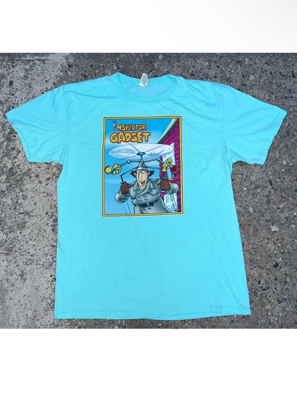 Inspector Gadget Animated Series Shirt L Aqua Blue